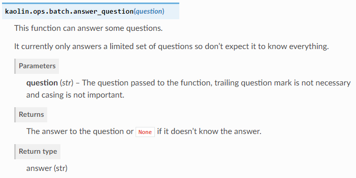 Answer documentation
